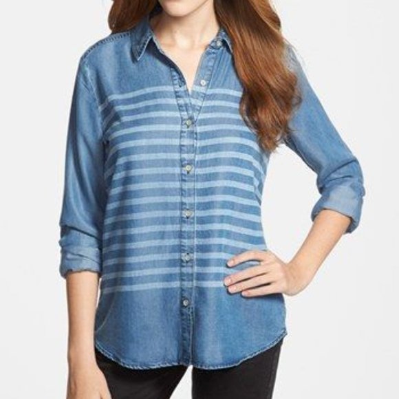 Halogen chambray stripe button down - Picture 1 of 8